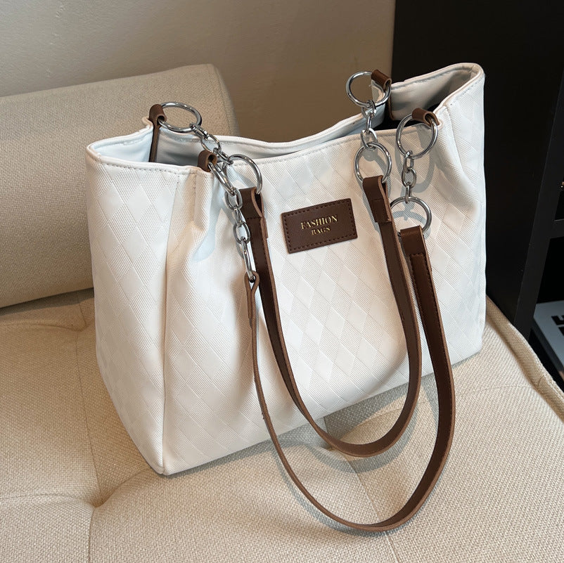 Sarah Express Rhombus Pattern Chain Shoulder Tote Bag