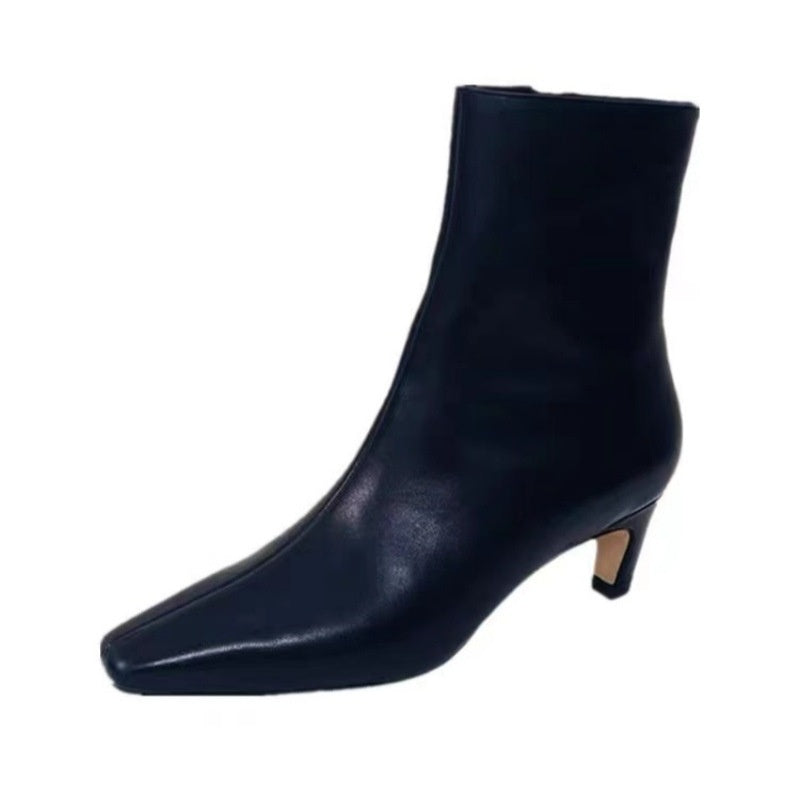 Sarah Express Genuine Leather Wool-Lined Stiletto Snow Boots