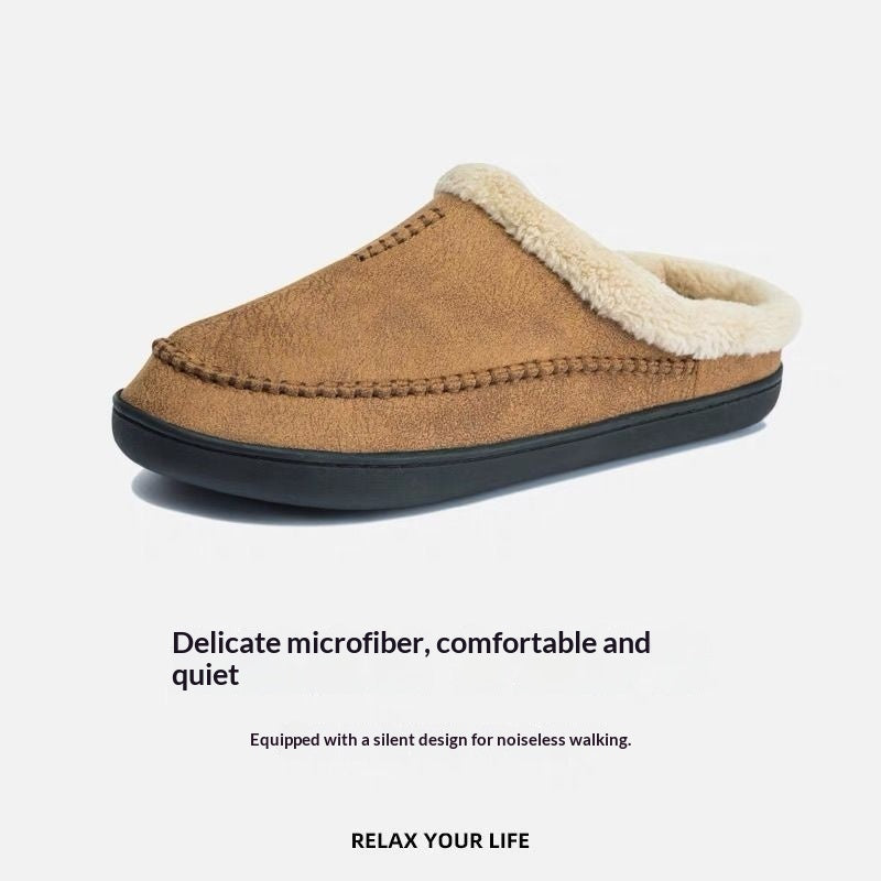 Sarah Express Men's Fur-Lined Non-Slip Indoor Slippers