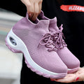 Sarah Express Lightweight Knit Lace-Up Walking Sneakers Pink purple