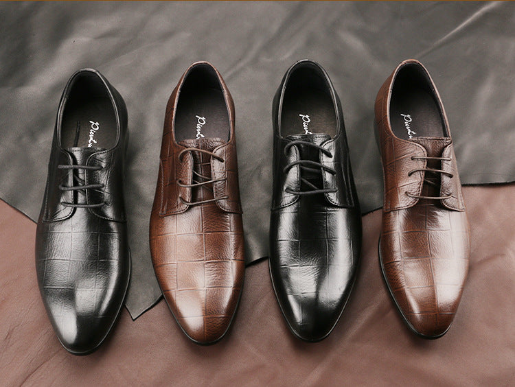 Sarah Express Men's Checkered Leather Derby Shoes