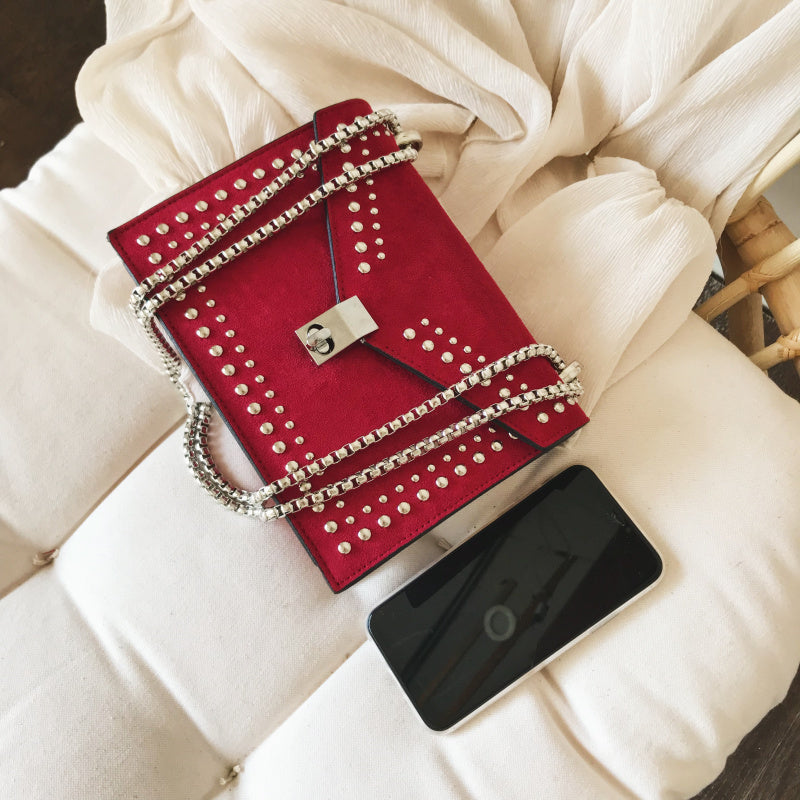 Sarah Express Studded Flap Messenger Shoulder Bag