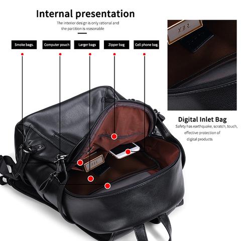 Sarah Express Ergonomic USB Charging Leather Backpack