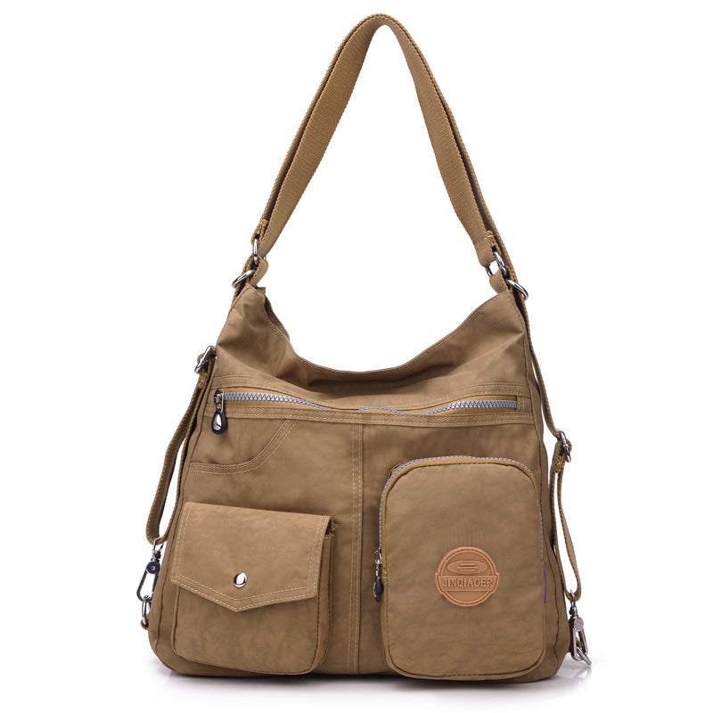 Sarah Express Waterproof Nylon Multi-Pocket Crossbody Shoulder Bag Beige