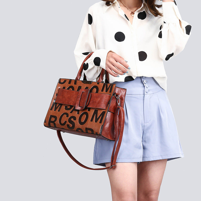 Sarah Express Structured Letter Print Shoulder Bag