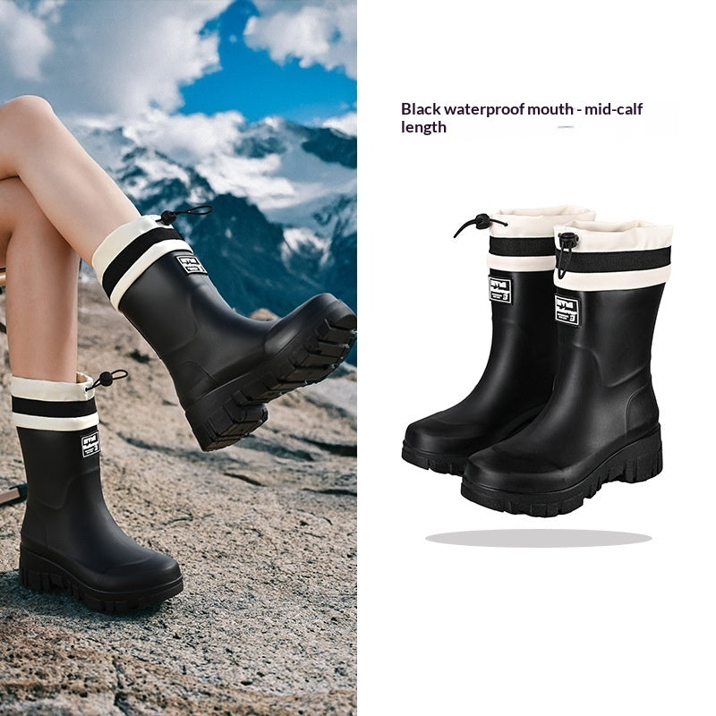 Sarah Express Women's Waterproof Tall Rain Boots Black High top