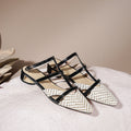 Sarah Express Pointed Toe Low Heel Strappy Sandals Beige