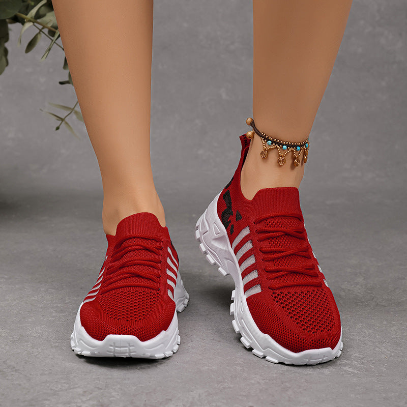 Sarah Express Women's Breathable Mesh Lace-Up Sneakers