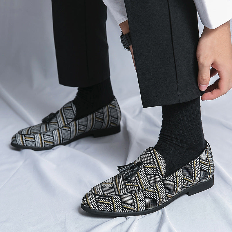 Sarah Express Men's Patterned Tassel Slip-On Flats