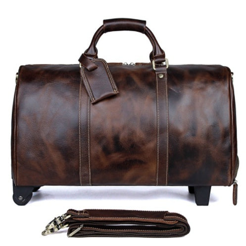 Sarah Express Large Capacity Cowhide Trolley Travel Bag