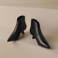 Sarah Express Pointed Toe Kitten Heel Ankle Boots Black