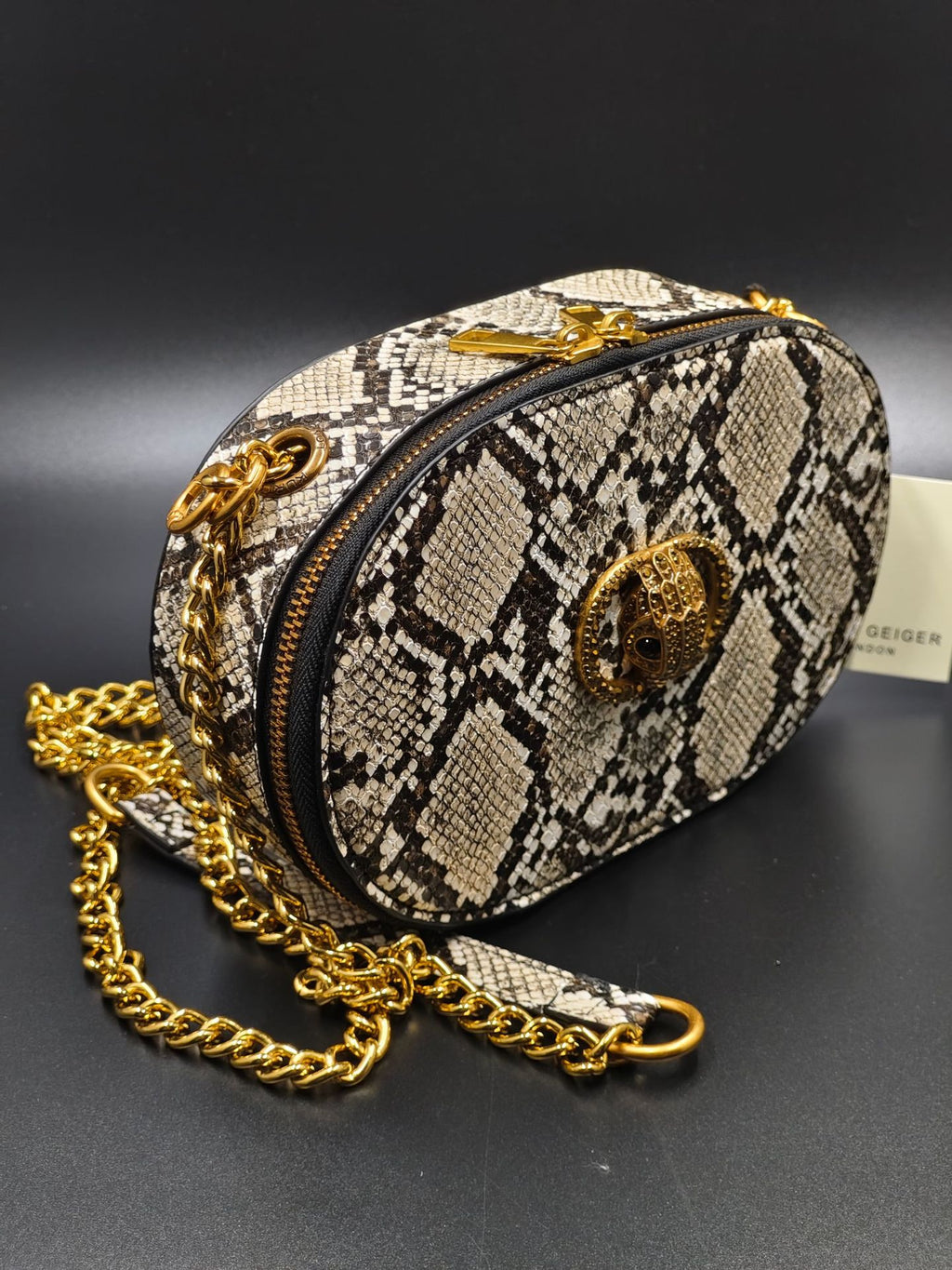 Sarah Express Patent Leather Horizontal Square Crossbody Bag Snake Pattern Color 21x14x7cm