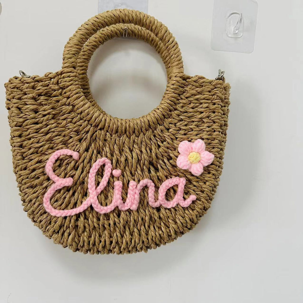 Sarah Express Woven Grass Straw Crossbody Handbag