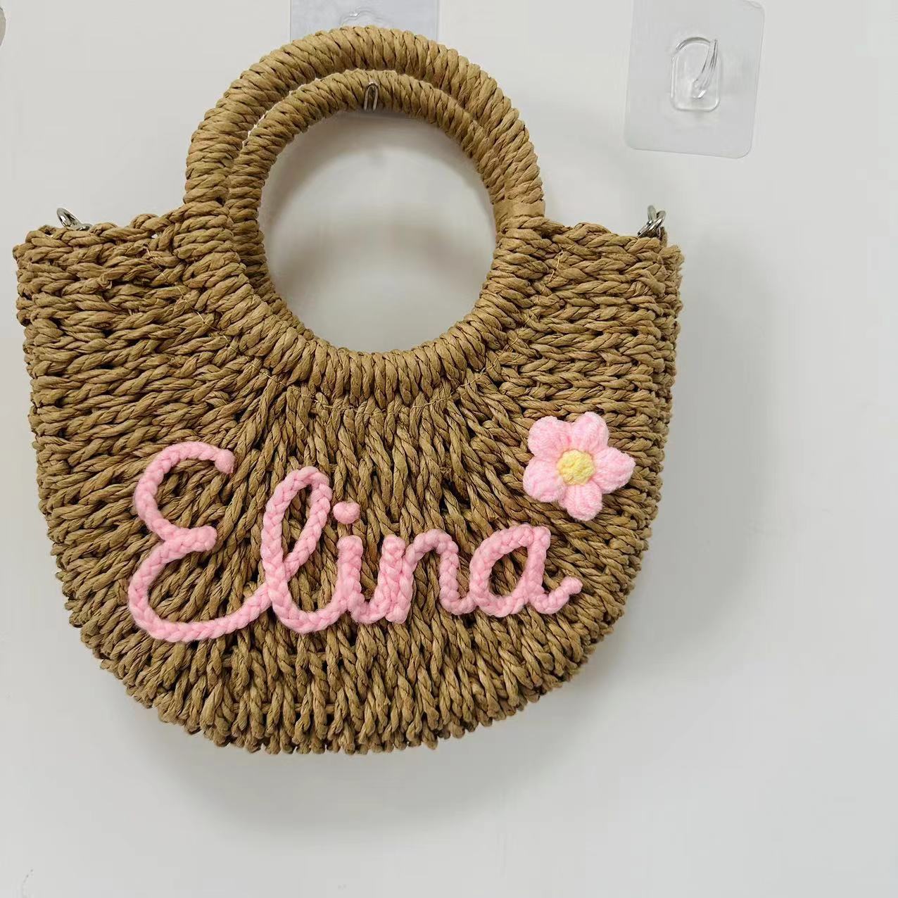 Sarah Express Woven Grass Straw Crossbody Handbag
