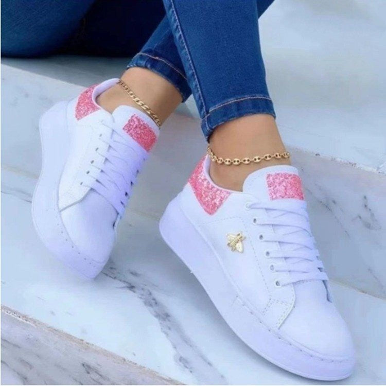 Sarah Express Glitter Accent Platform Lace-Up Sneakers