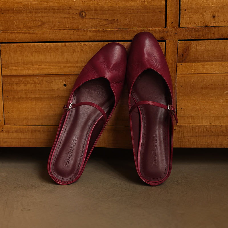 Sarah Express Full Grain Leather Mary Jane Mules