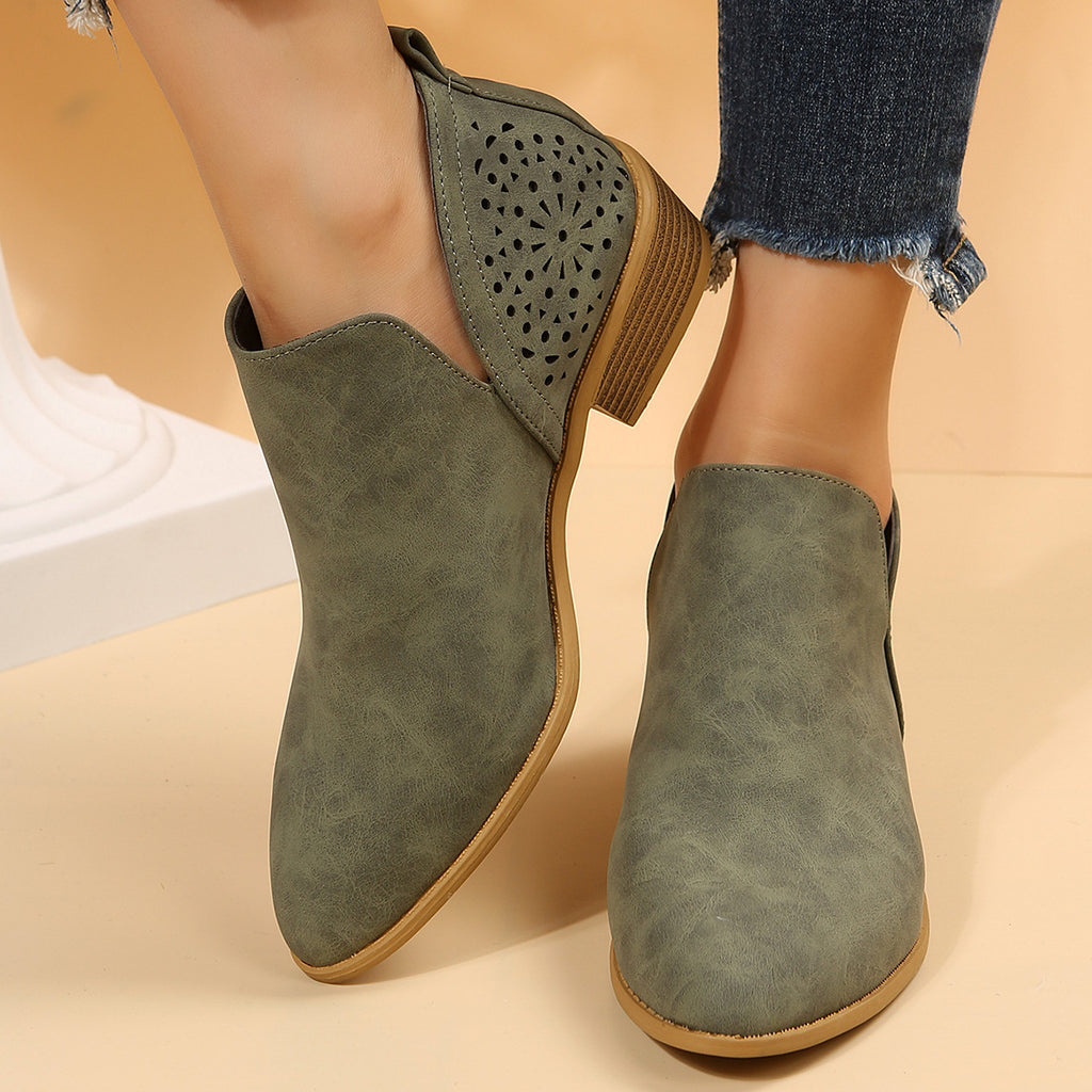 Sarah Express Pointed-Toe Low-Heel Martin Ankle Boots