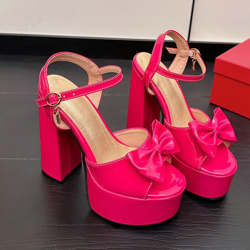 Sarah Express Chunky Heel Peep-Toe Platform Sandals