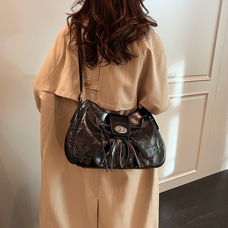 Sarah Express Structured PU Leather Turn-Lock Travel Bag
