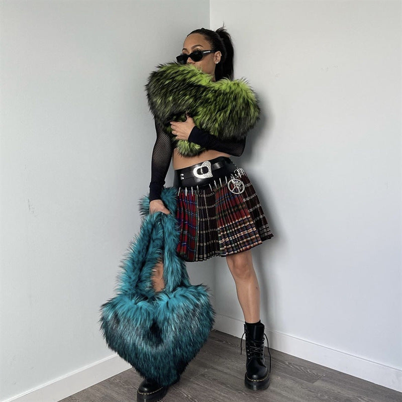 Sarah Express Plush Heart Shaped Shoulder Messenger Bag