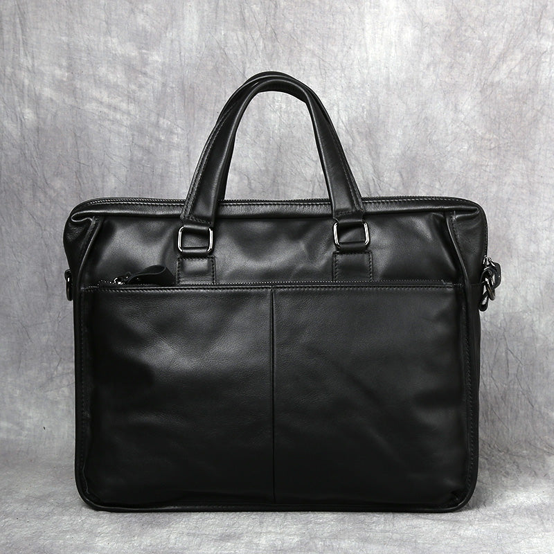 Sarah Express Structured Leather Laptop Briefcase
