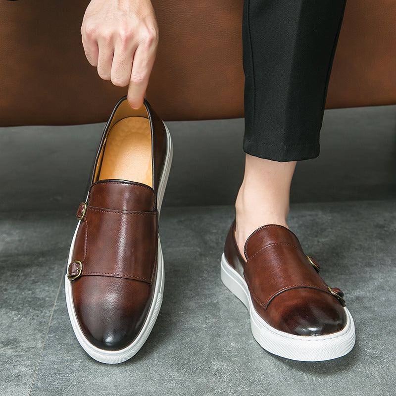 Sarah Express Men's Double Buckle Slip-On Loafers