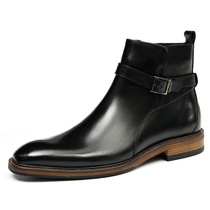 Sarah Express Men's Genuine Leather Square Toe Ankle Boots