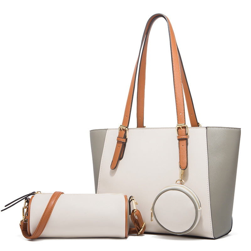Sarah Express Three-Piece Saffiano Bucket Bag Set White