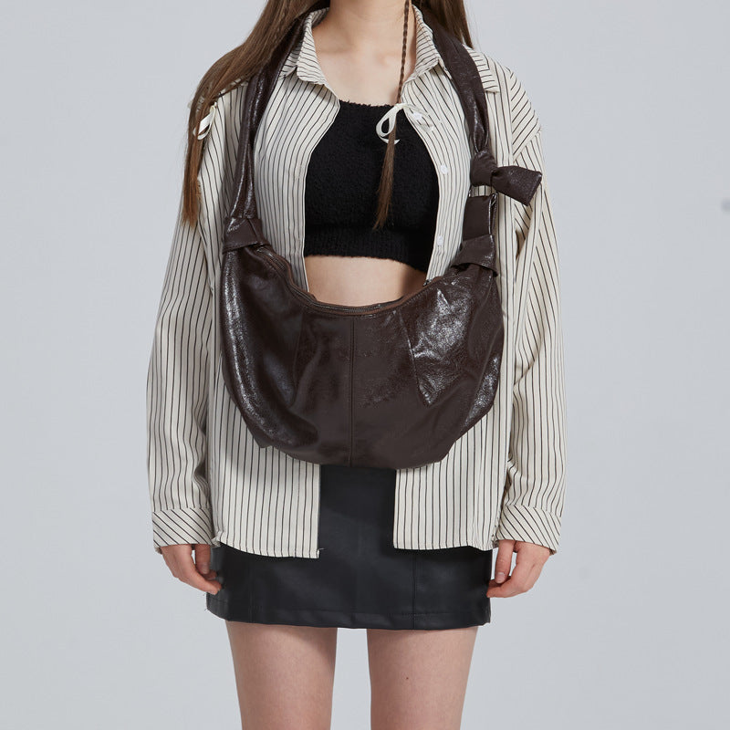 Sarah Express Pleated Croissant Crossbody Bag