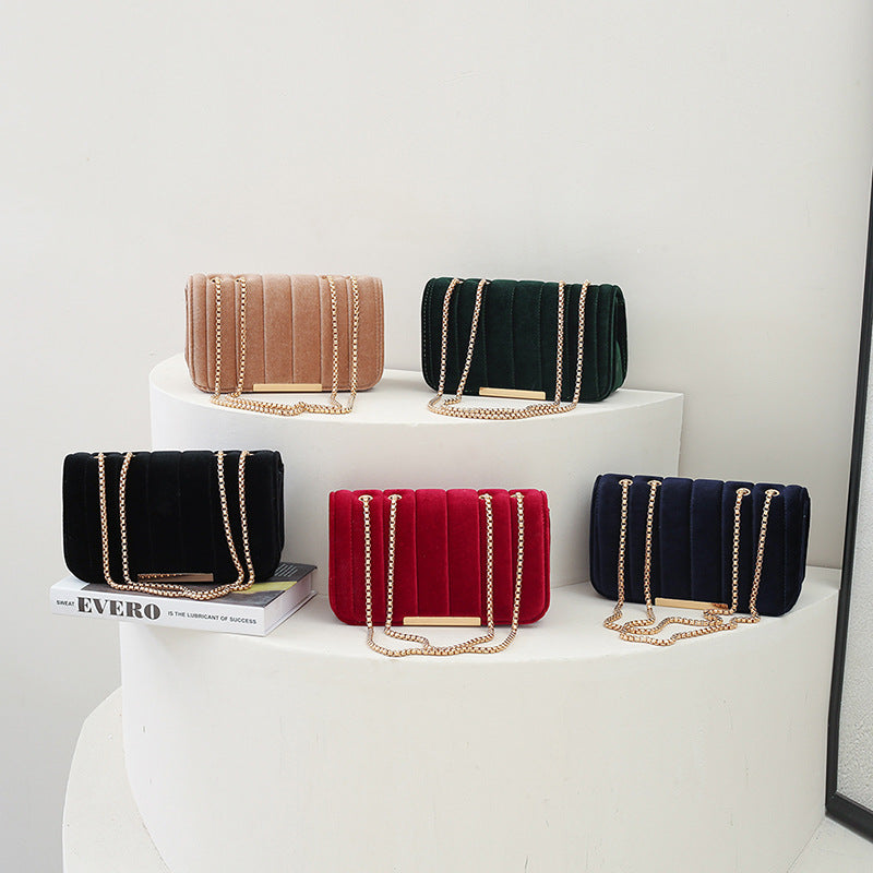 Sarah Express Velvet Chain Crossbody Square Bag