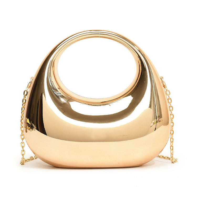 Sarah Express Acrylic Crescent Chain Shoulder Handbag Champagne