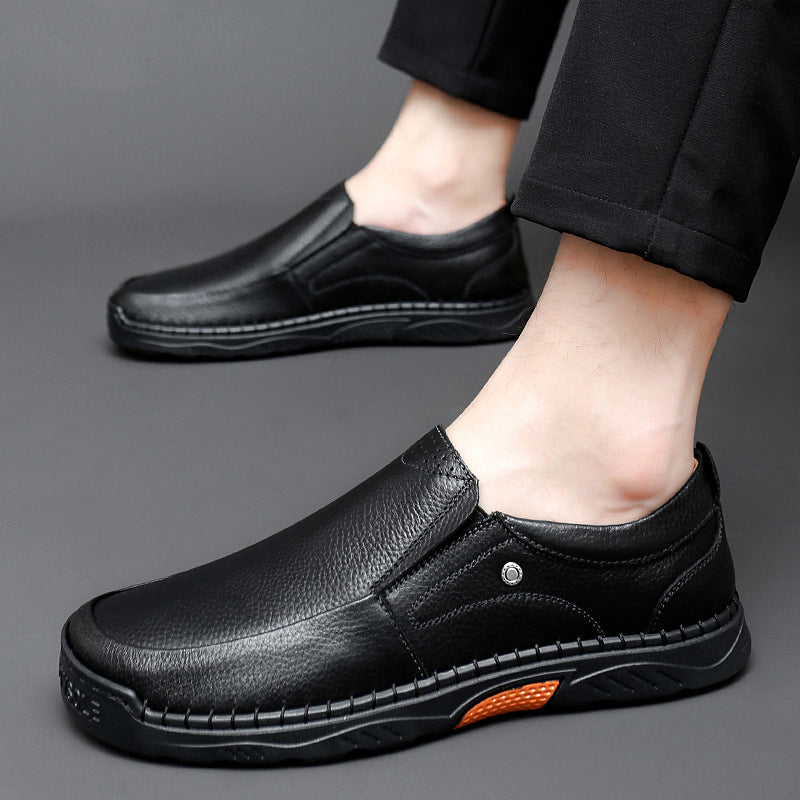 Sarah Express Men's Low-Top Slip-On Cowhide Casual Loafers