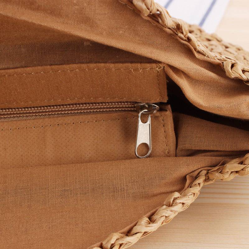 Sarah Express Woven Straw Round Shoulder Handbag