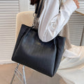 Sarah Express Rhombus Pattern Chain Shoulder Tote Bag Black
