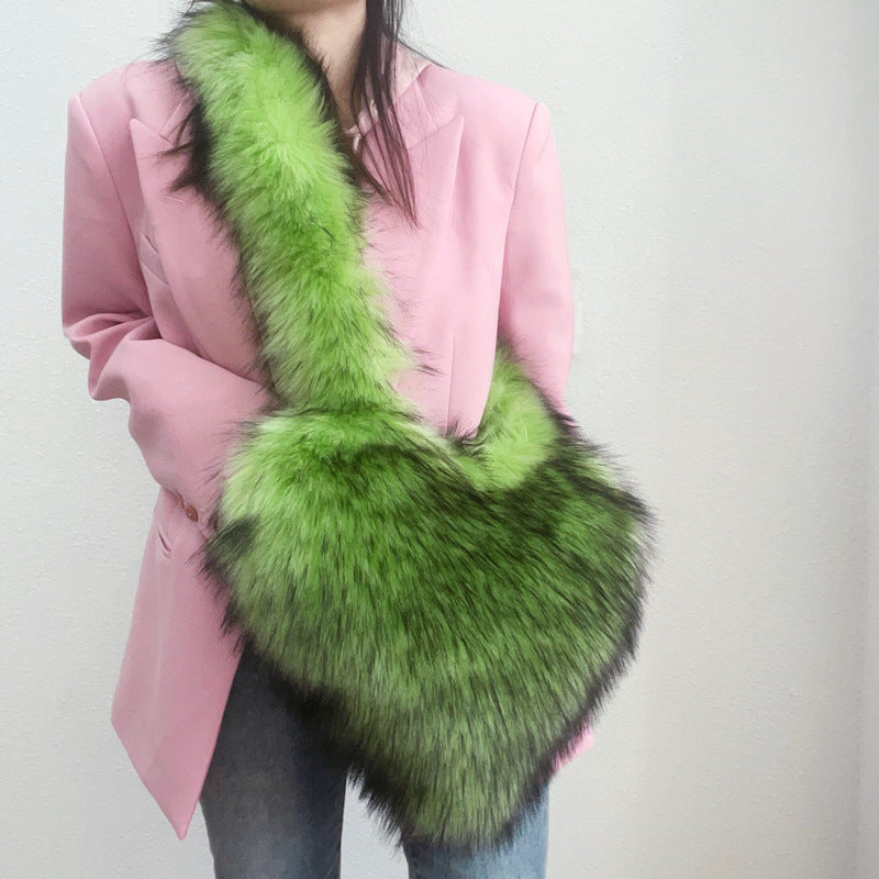 Sarah Express Plush Heart Shaped Shoulder Messenger Bag