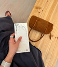 Sarah Express Suede Sheepskin Mini Square Handbag Brown