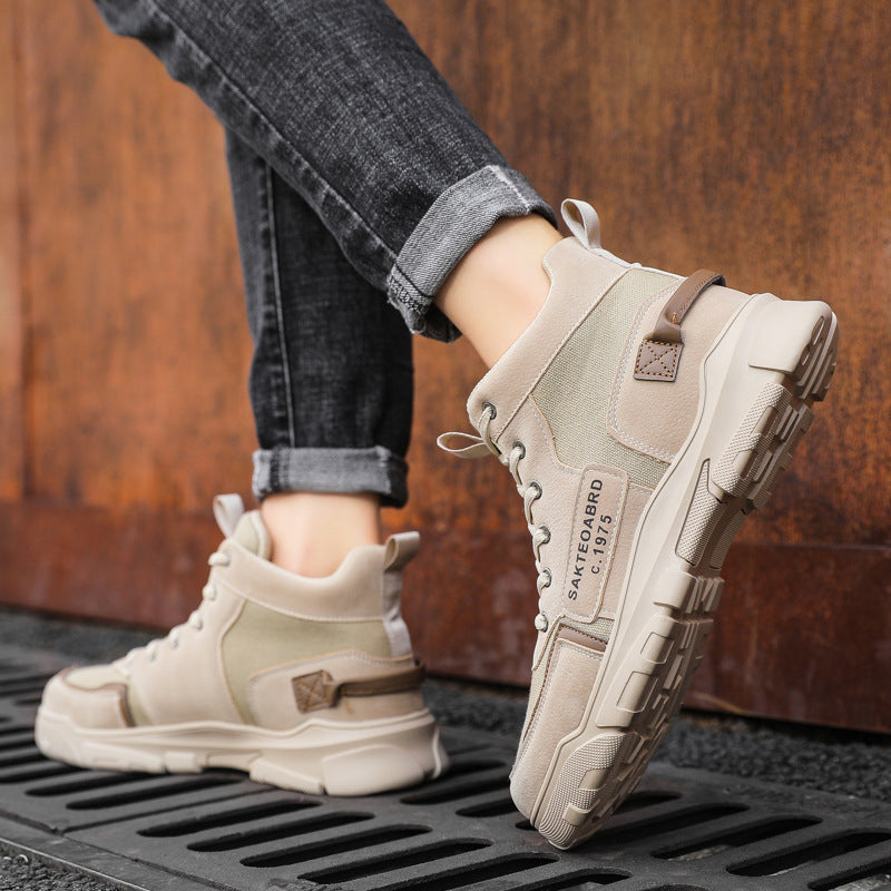 Sarah Express Men's Lace-Up Canvas Platform Ankle Boots