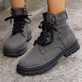 Sarah Express Denim Lace-Up Platform Ankle Boots Grey