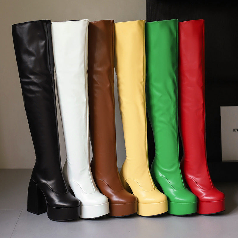 Sarah Express Over-the-Knee Chunky Heel Platform Boots