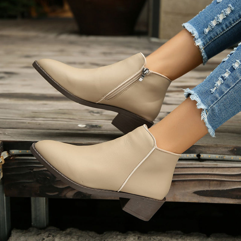 Sarah Express Pointed Toe Side Zipper Ankle Boots