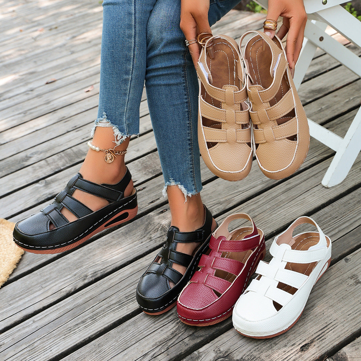 Sarah Express Breathable Wedge Platform Roman Sandals