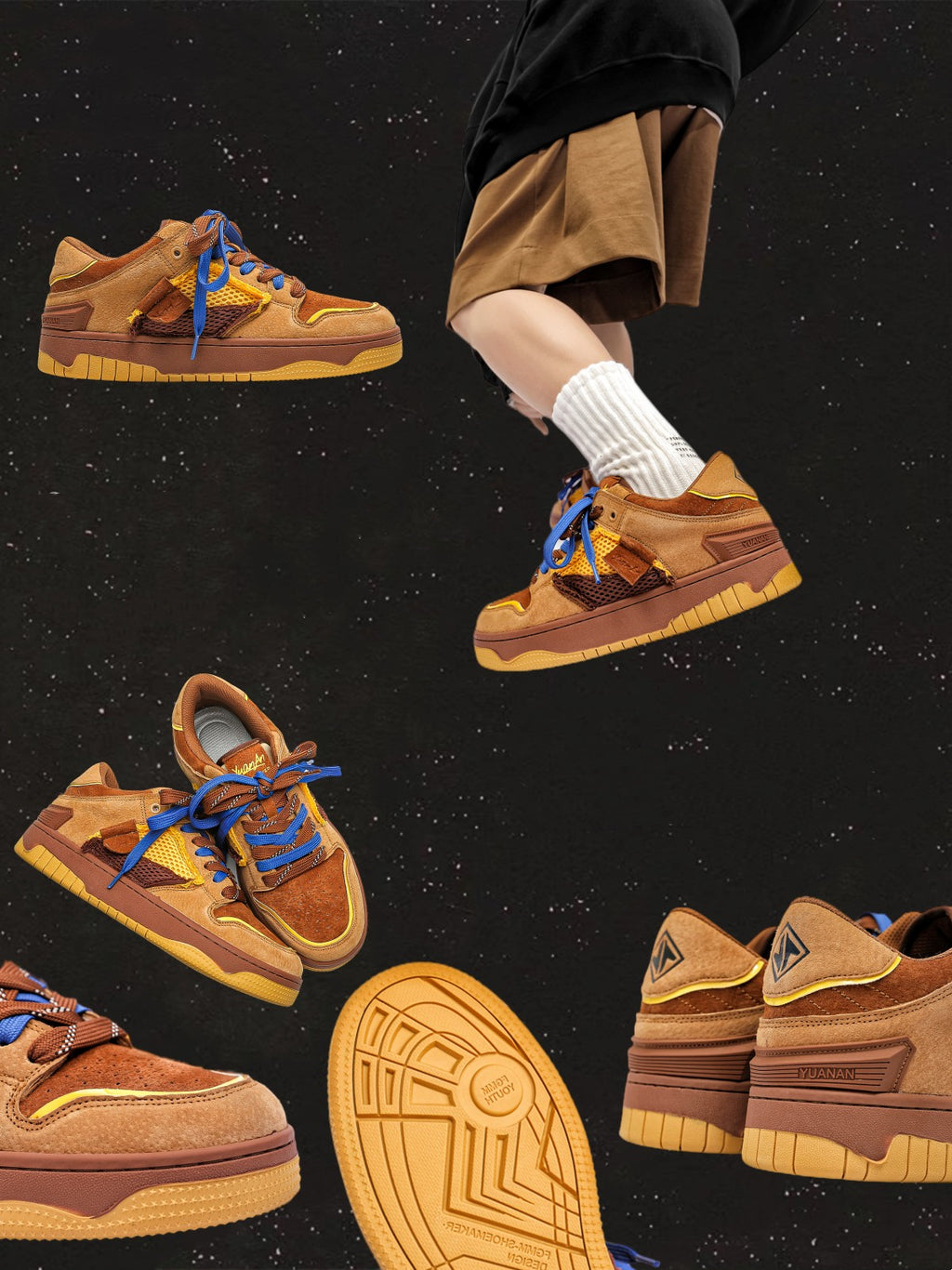 Sarah Express Men's Color Block Niche Bread Sneakers