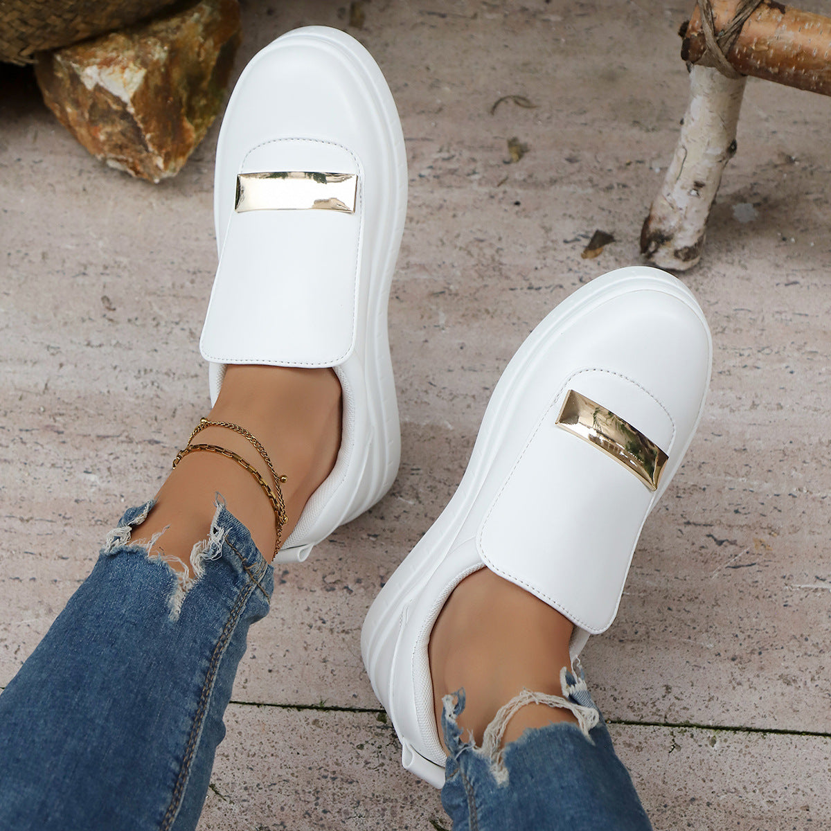 Sarah Express Women's Velcro Slip-On Thick Sole Sneakers