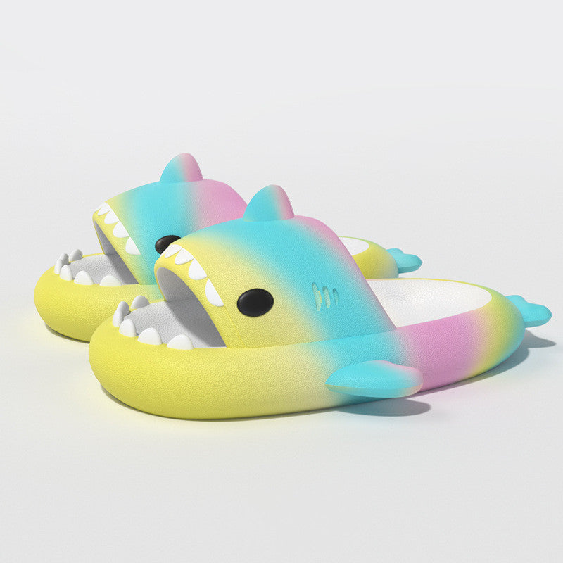 Sarah Express Gradient Rainbow Shark Slide Sandals Yellow green powder