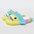 Sarah Express Gradient Rainbow Shark Slide Sandals Yellow green powder