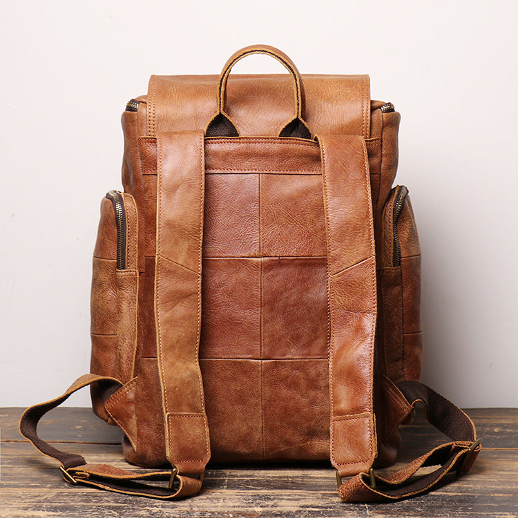 Sarah Express Retro Genuine Leather Men's Travel Backpack