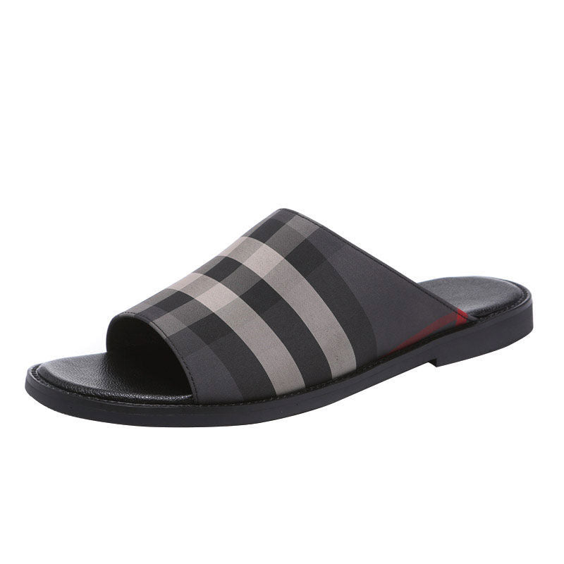 Sarah Express Plaid Pattern Open Toe Casual Slippers