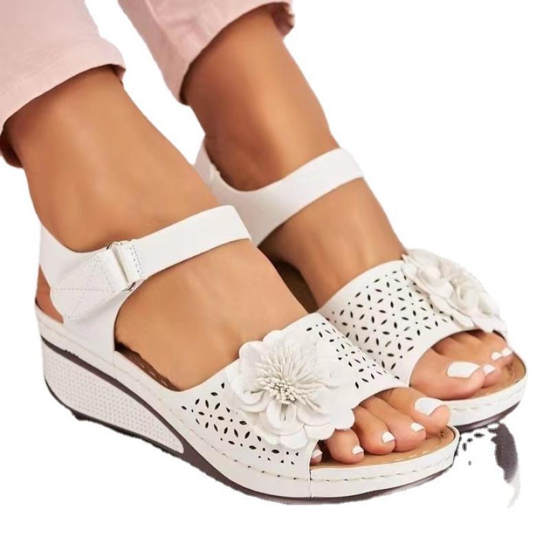 Sarah Express Floral Cutout Platform Wedge Sandals