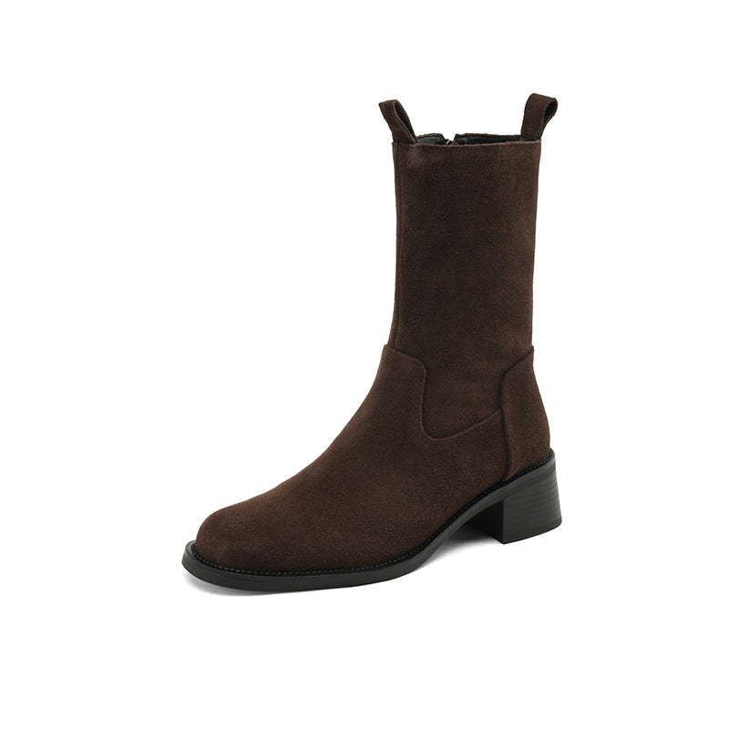 Retro Western Chunky Heel Ankle Boots – heel profile alternate view 3