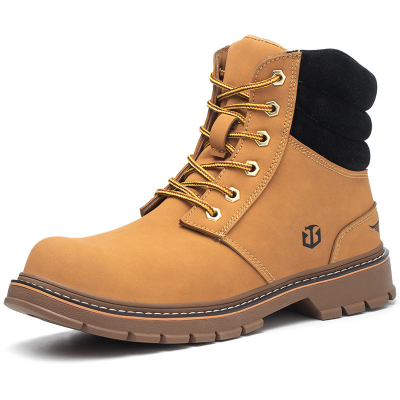 Sarah Express Men's Casual High-Top Work Boots Yellow
